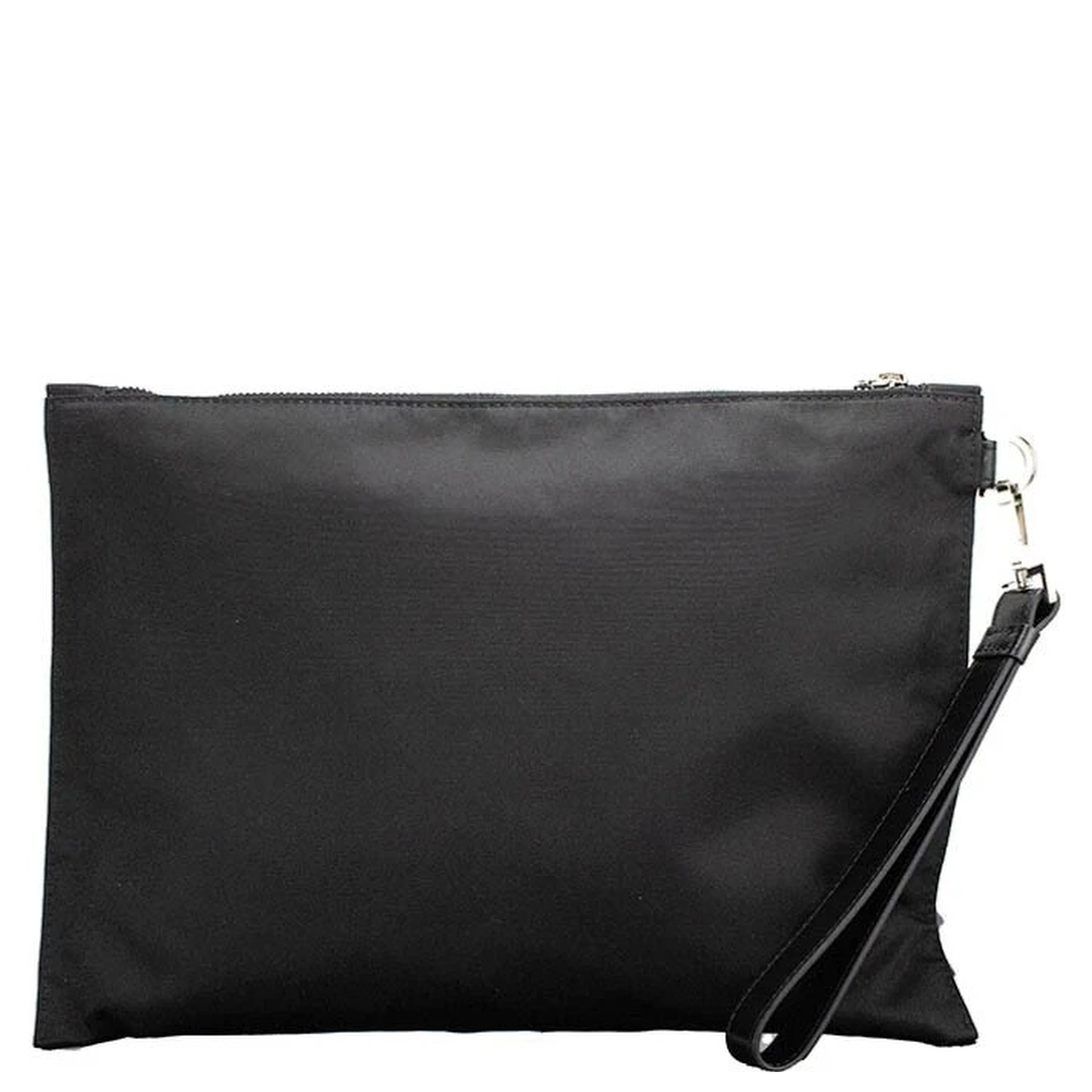 Versace Large Black Nylon Fabric Medusa Convertible Pouch Clutch Wristlet Bag