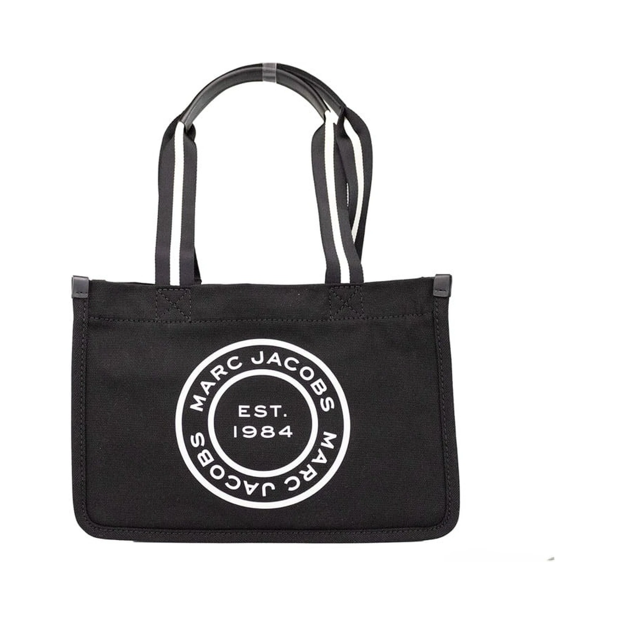 Marc Jacobs Medium Black Canvas Fabric Shoulder Convertible Tote Purse Bag