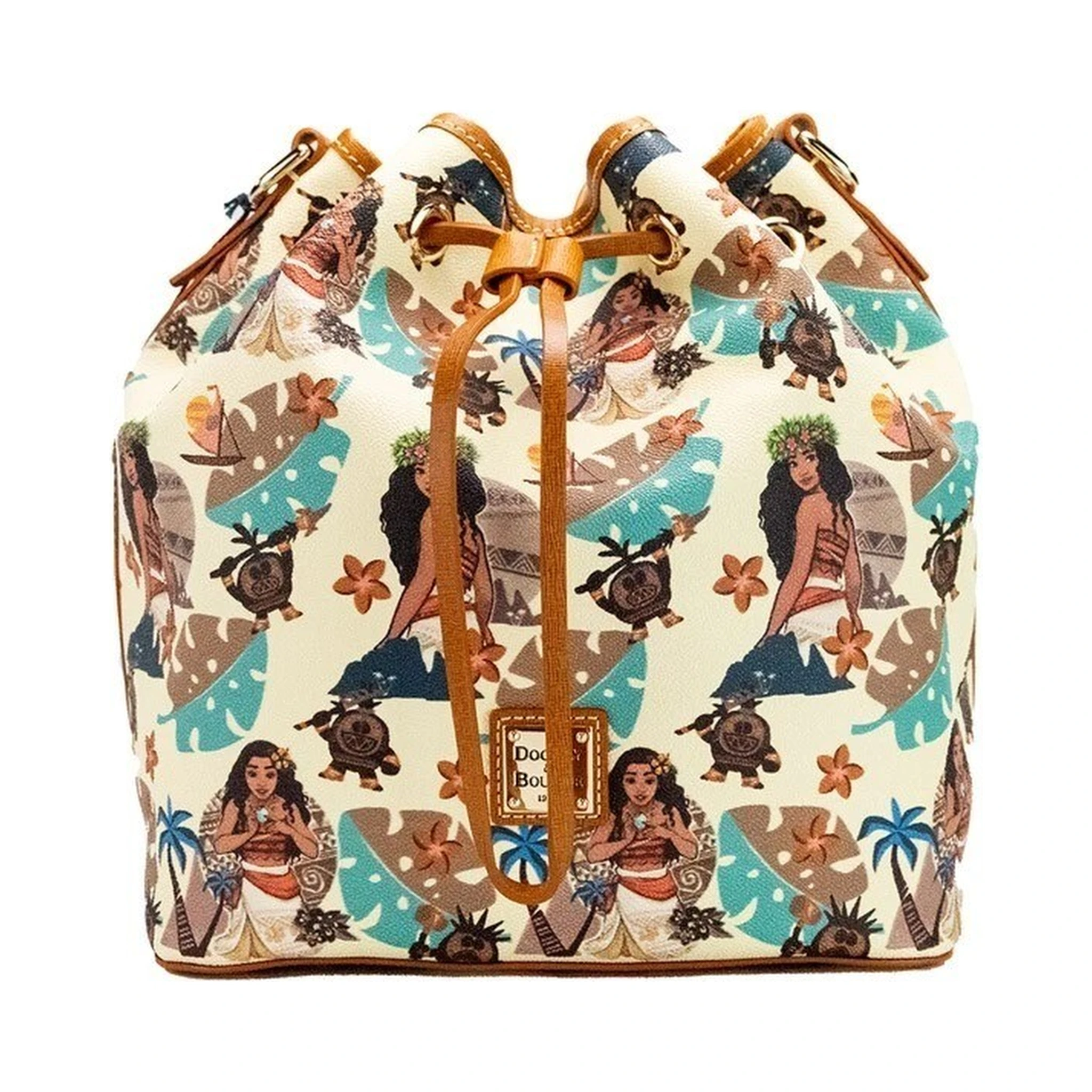 Dooney & Bourke Disney Medium Moana Coated Cotton Bucket Crossbody Bag Purse