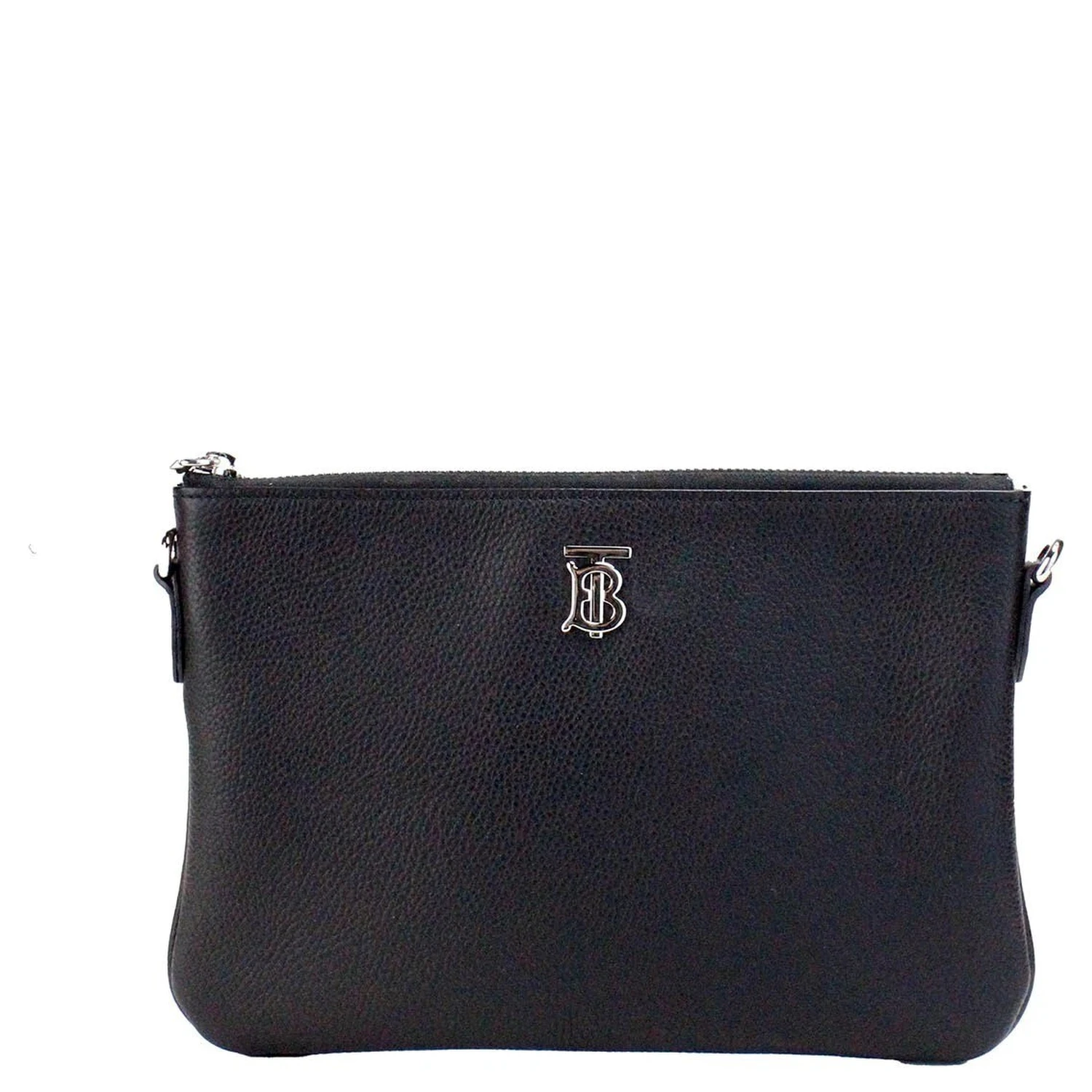Burberry Peyton Monogram Black Leather Pouch Crossbody Bag Purse