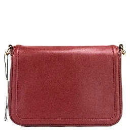 Marc Jacobs Medium Metal Signet Syrah Smooth Leather Flap Crossbody Purse Bag