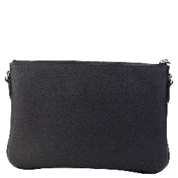 Burberry Peyton Monogram Black Leather Pouch Crossbody Bag Purse