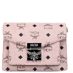 MCM Signature Patricia Leather Mini Flap Lock Crossbody Bag