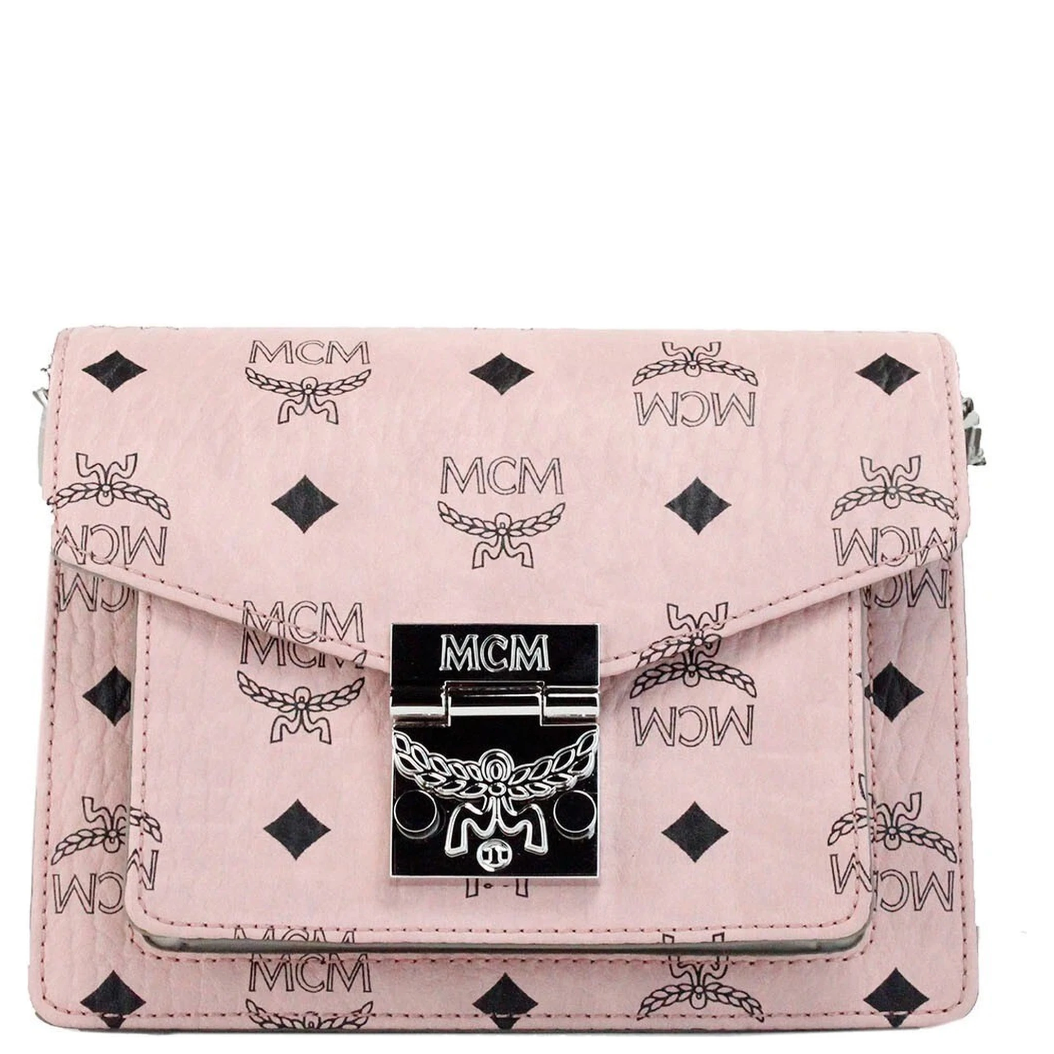 MCM Signature Patricia Leather Mini Flap Lock Crossbody Bag
