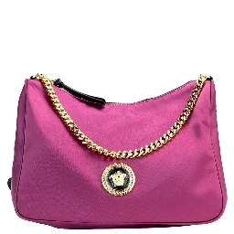 Versace Small Dahlia Nylon Fabric Medusa Pendant Crossbody Shoulder Purse Bag