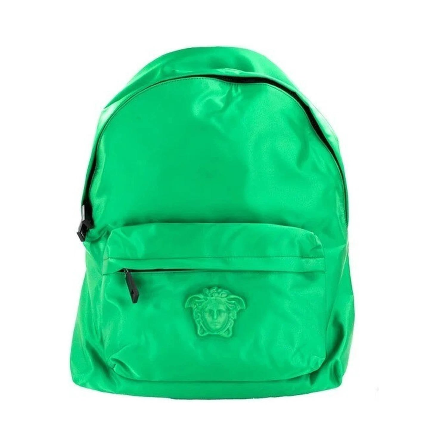 Versace Large Bright Green Nylon Fabric Medusa Shoulder Backpack Bookbag