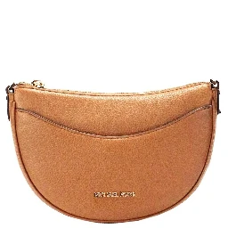 Michael Kors Dover Small Luggage Pebbled Leather Half Moon Crossbody Bag Purse