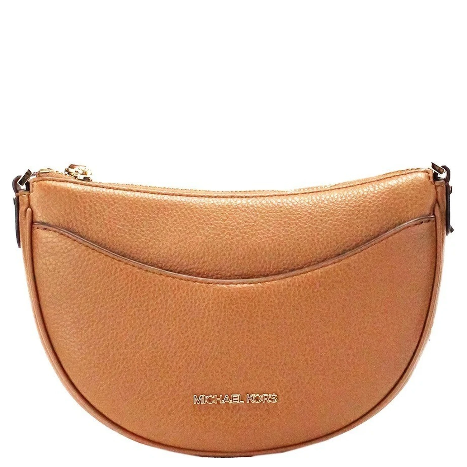 Michael Kors Dover Small Luggage Pebbled Leather Half Moon Crossbody Bag Purse