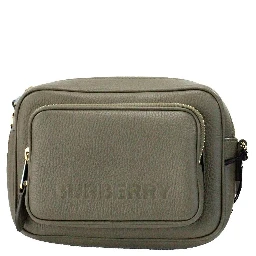 Burberry Small Branded Dark Fern Green Grainy Leather Camera Crossbody Bag