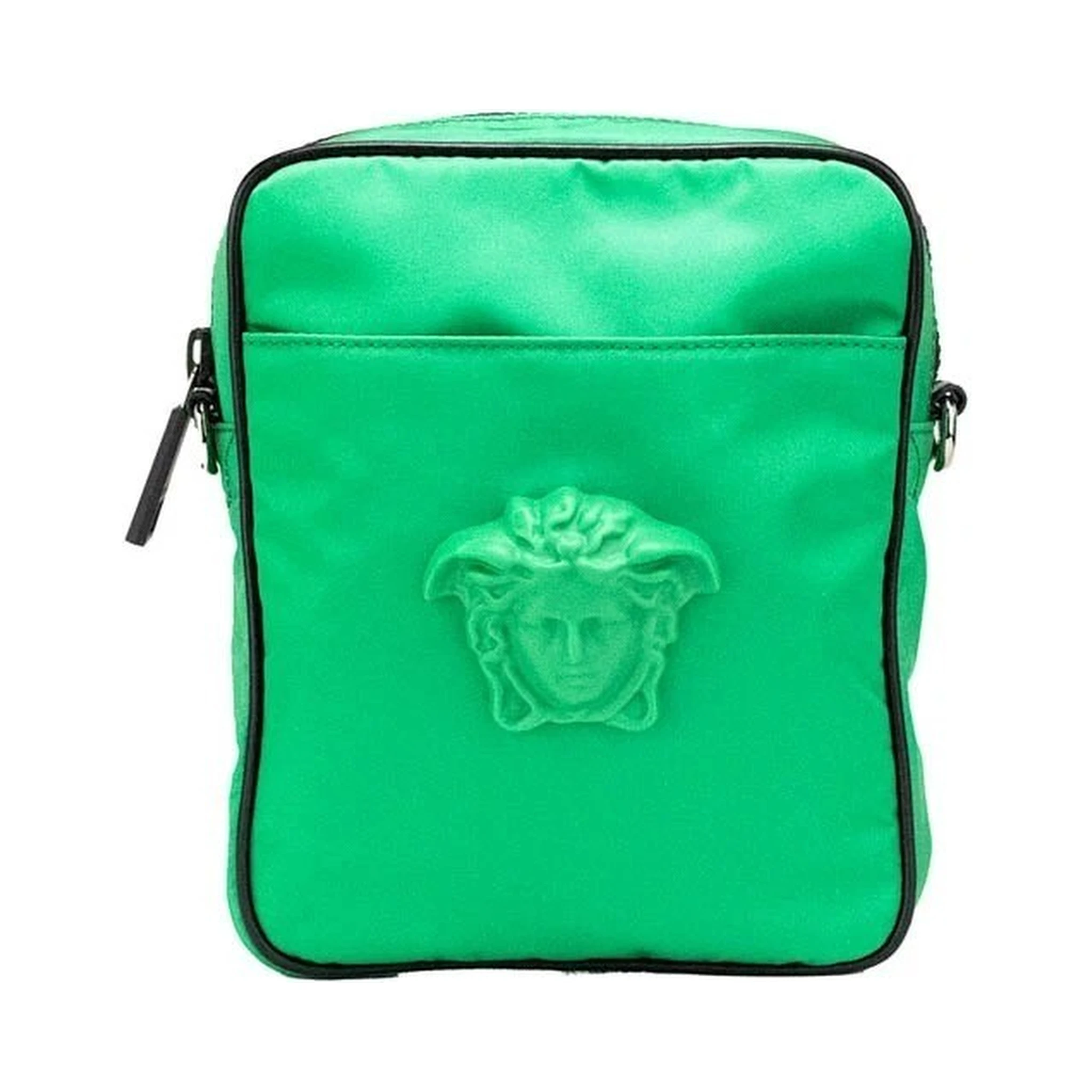 Versace Small Bright Green Nylon Fabric Medusa Crossbody Messenger Bag Purse