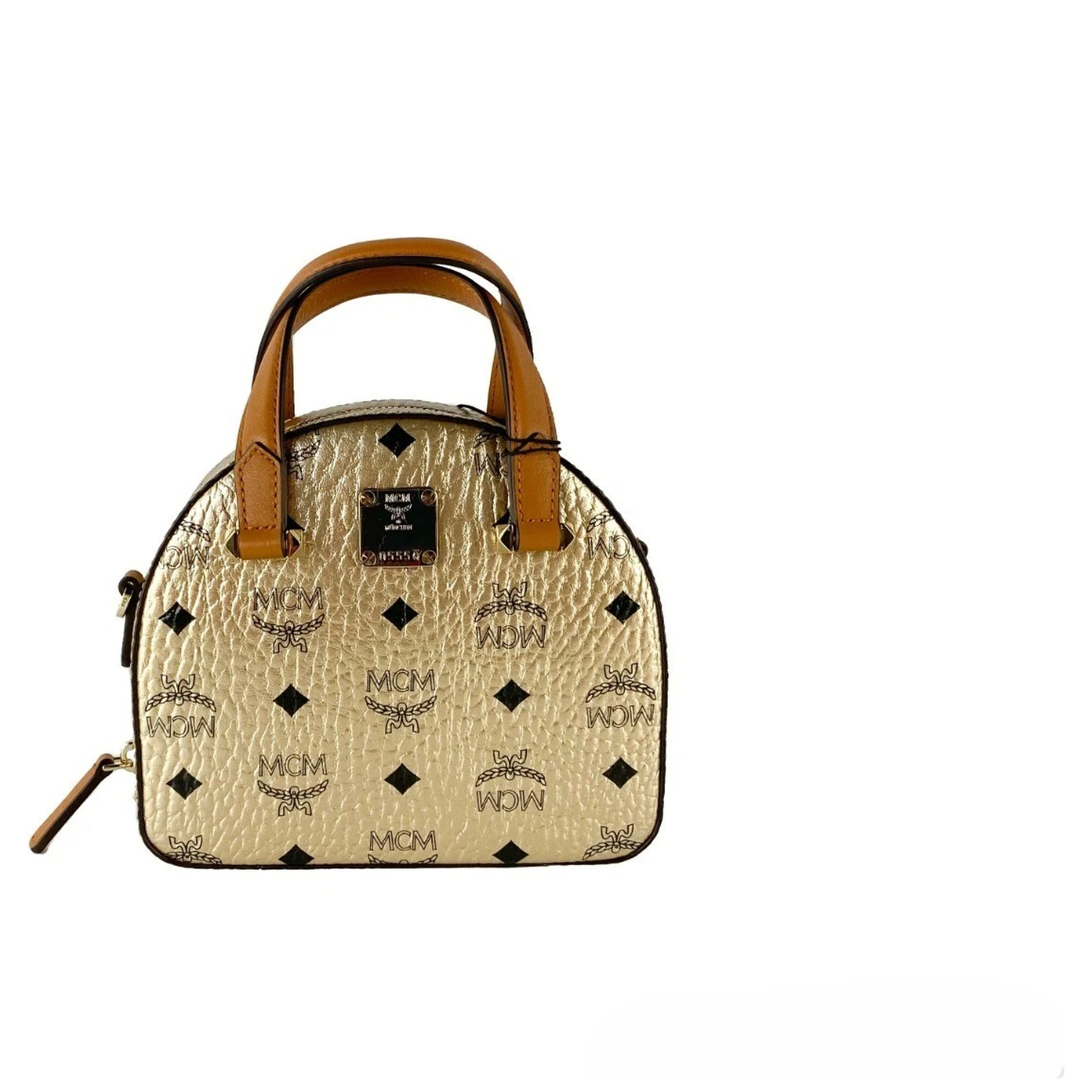 MCM Half Moon Mini Round Top Tote Crossbody Bag