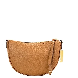 Michael Kors Dover Small Luggage Pebbled Leather Half Moon Crossbody Bag Purse