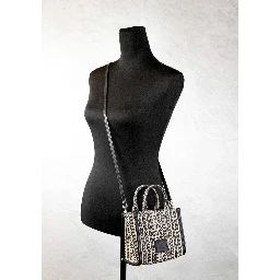 Marc Jacobs The Monogram Beige Mini Tote Woven Jacquard Canvas Crossbody Handbag