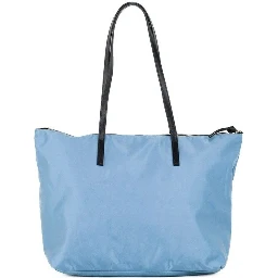 Versace Portuna Medusa Medium Cornflower Blue Nylon Leather Tote Bag Purse