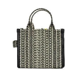 Marc Jacobs The Monogram Beige Mini Tote Woven Jacquard Canvas Crossbody Handbag