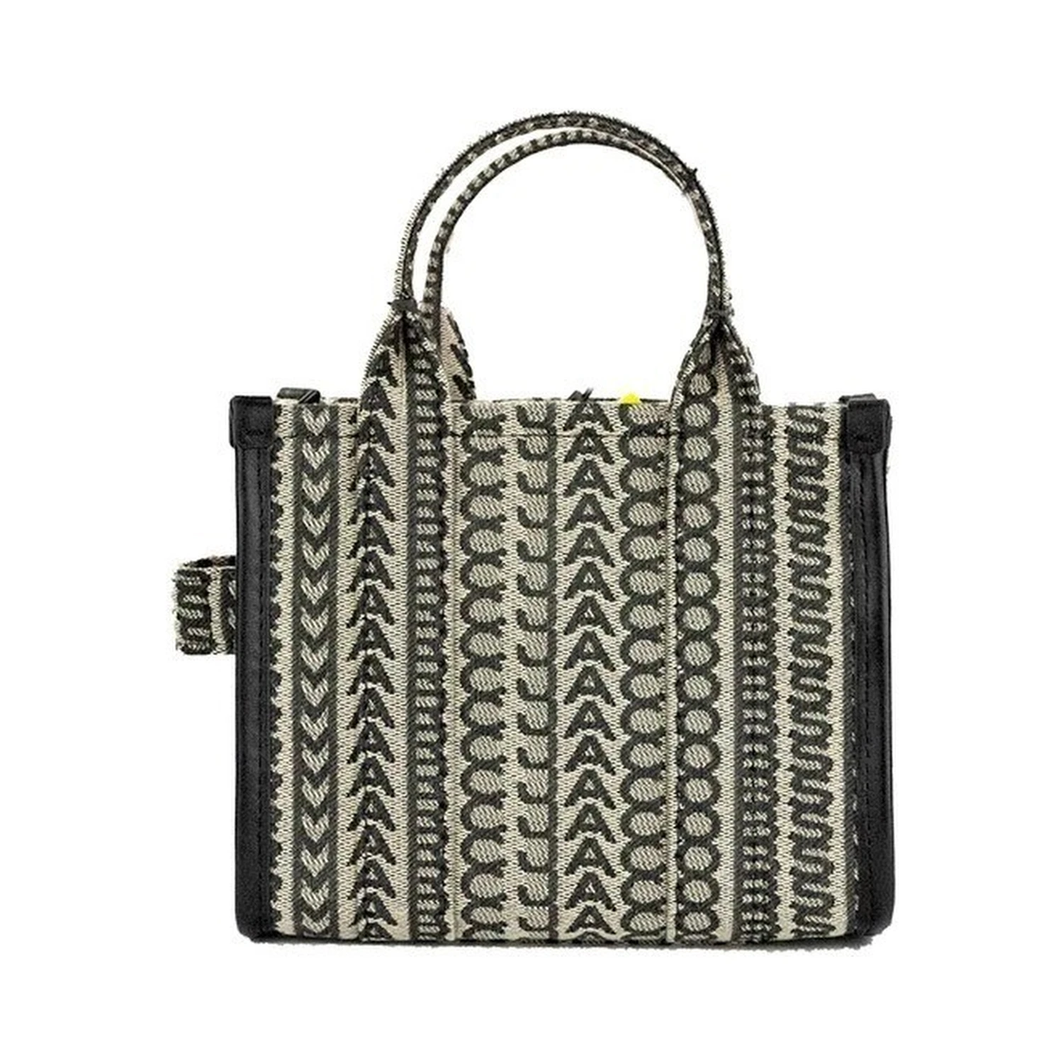 Marc Jacobs The Monogram Beige Mini Tote Woven Jacquard Canvas Crossbody Handbag