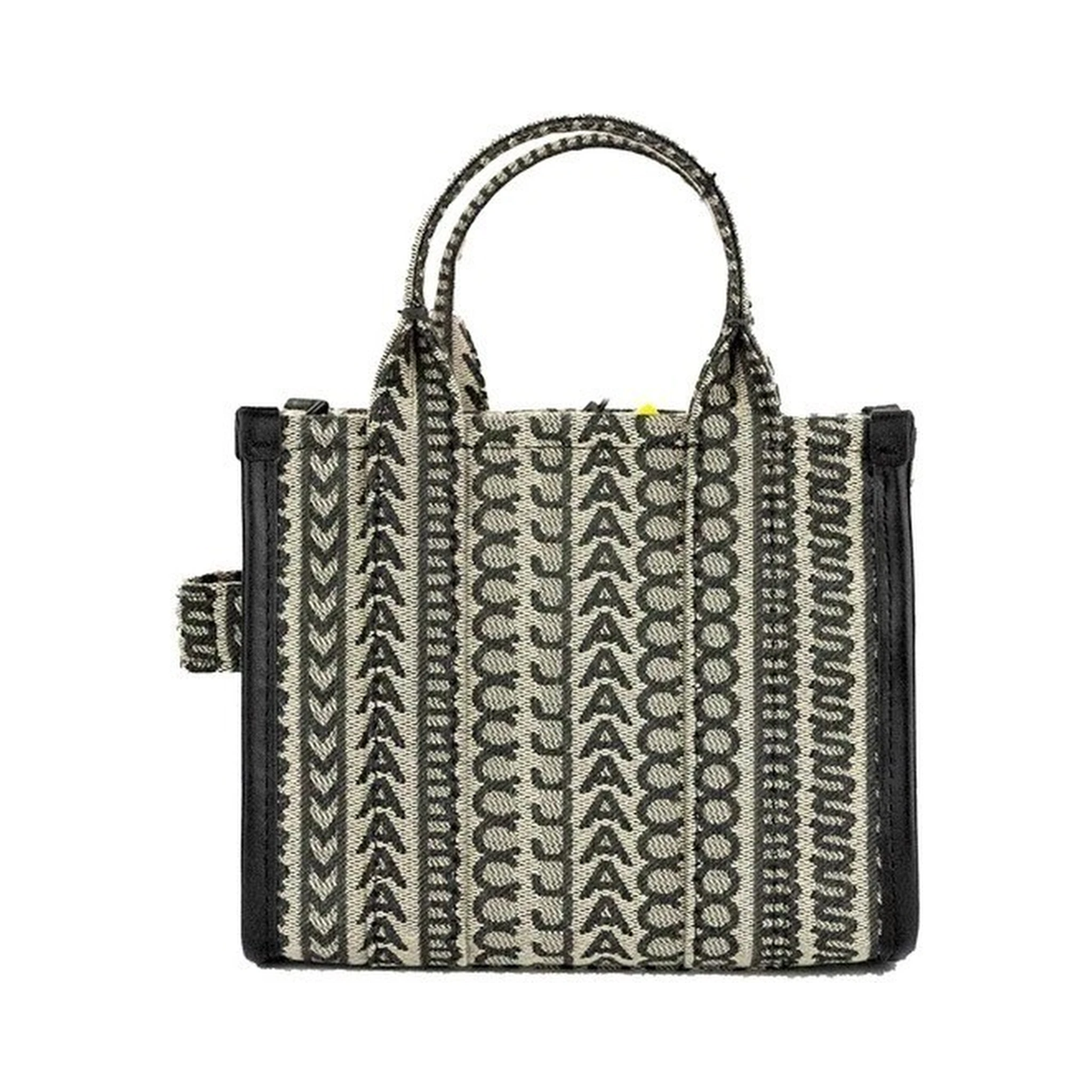 Marc Jacobs The Monogram Beige Mini Tote Woven Jacquard Canvas Crossbody Handbag