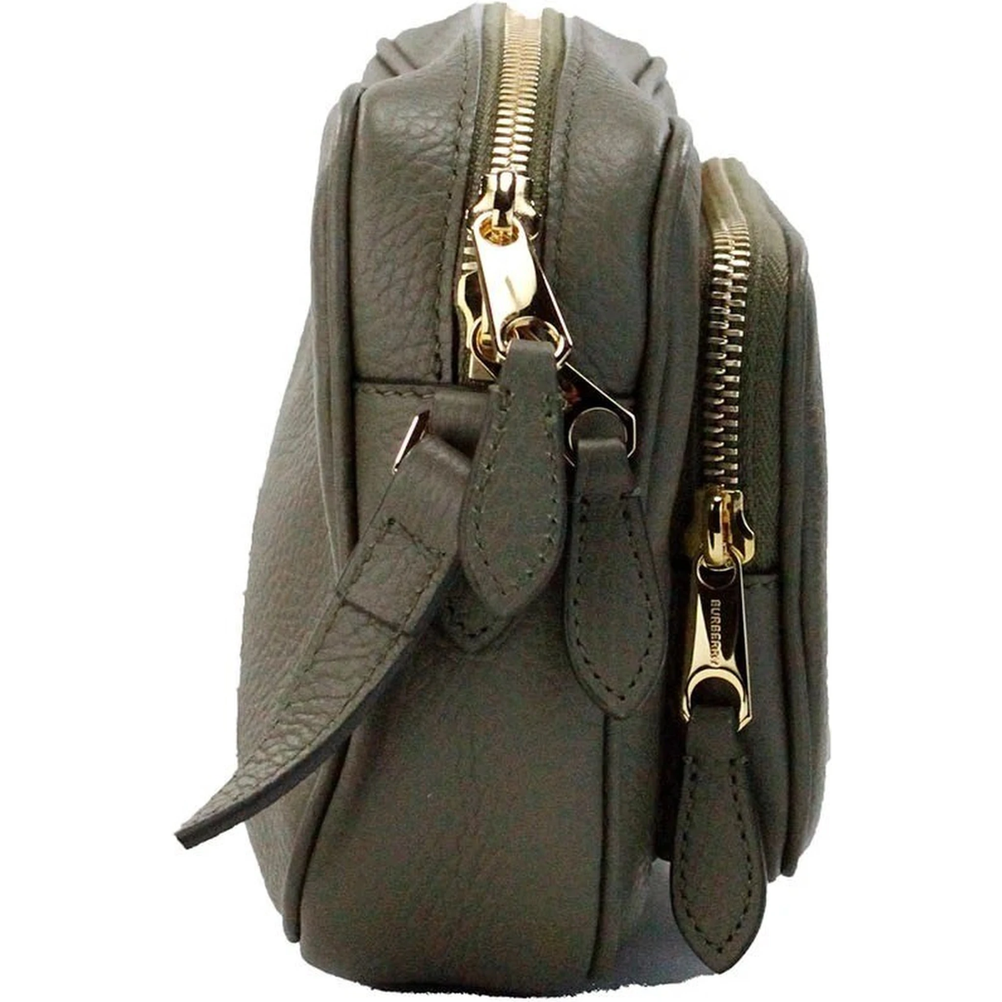 Burberry Small Branded Dark Fern Green Grainy Leather Camera Crossbody Bag