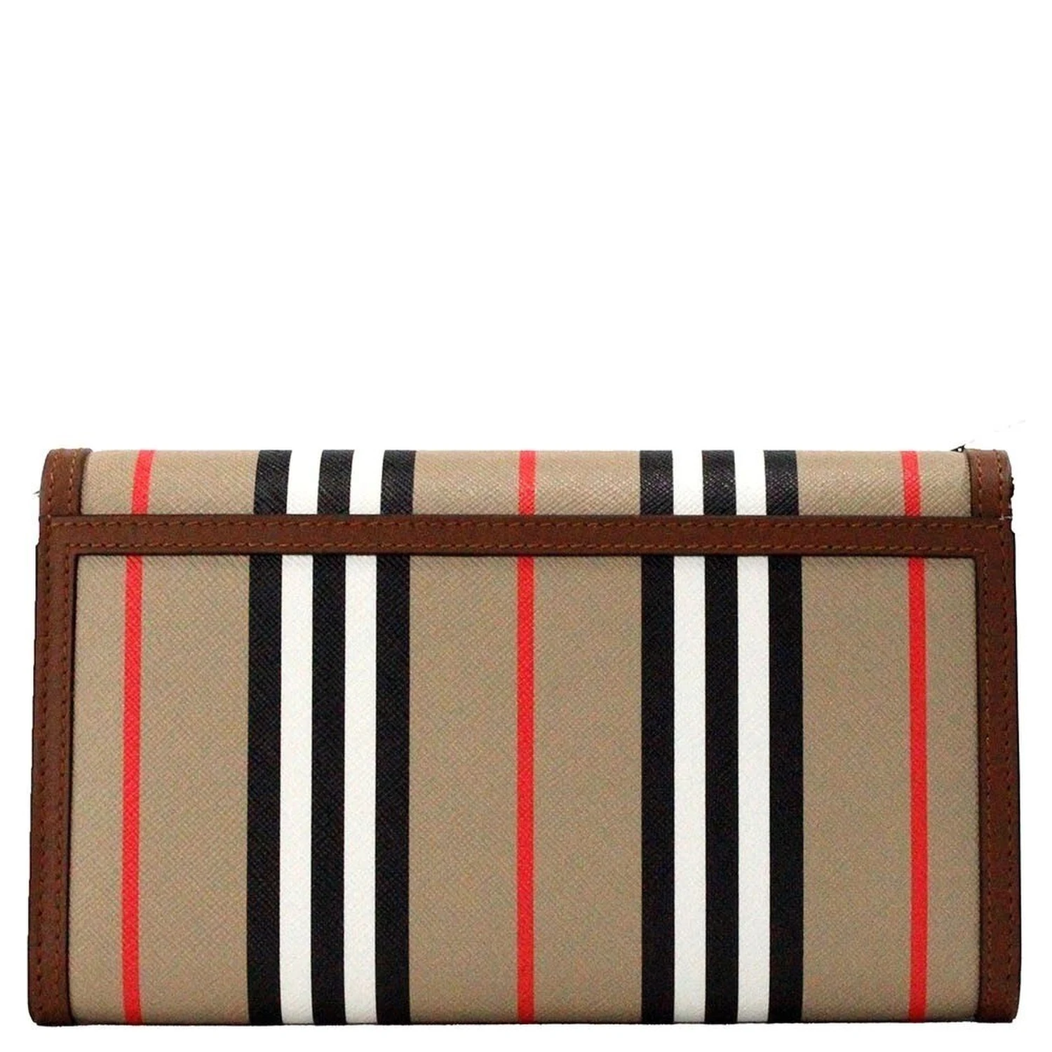 Burberry Hannah Icon Stripe Archive Tan E-Canvas Leather Wallet Crossbody Bag