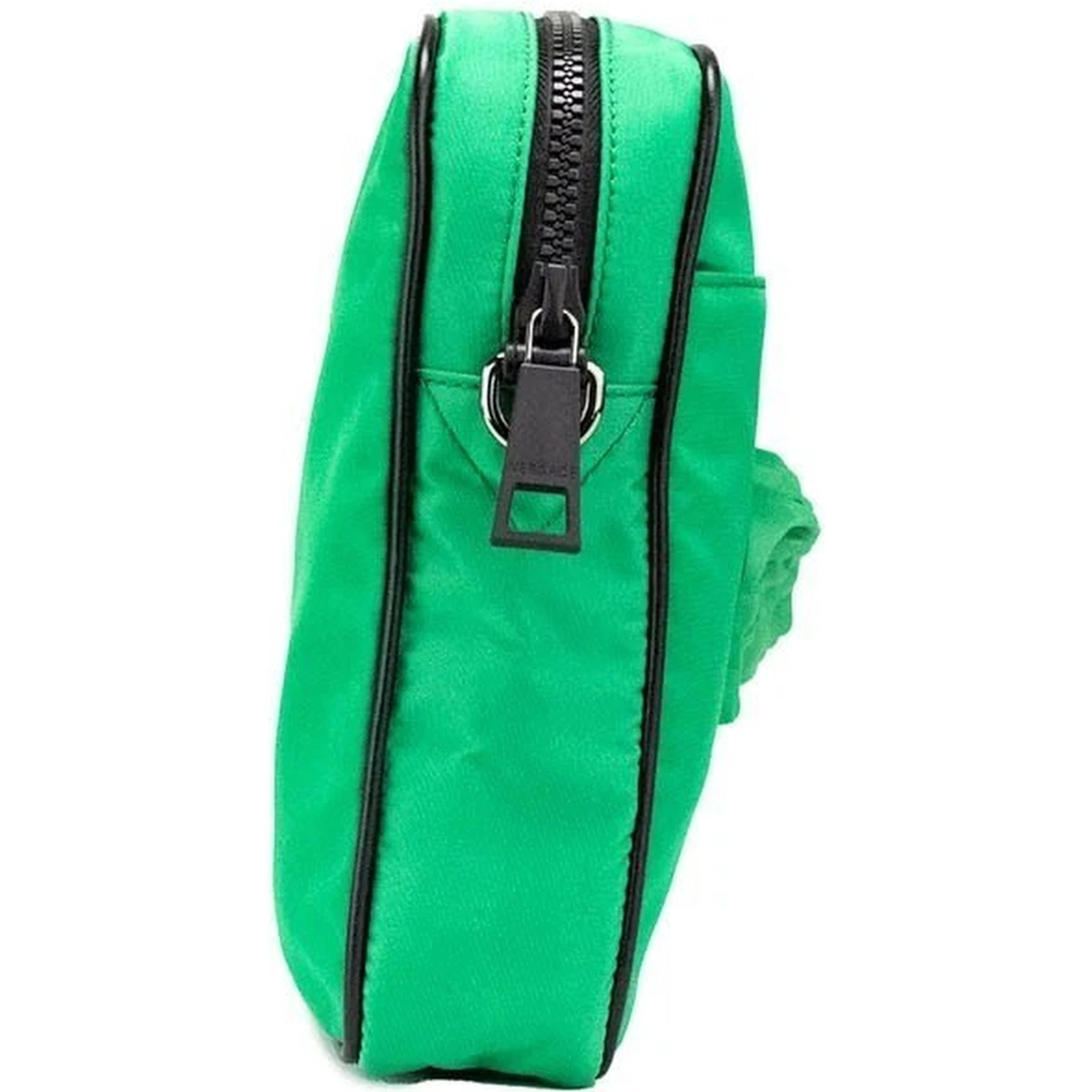 Versace Small Bright Green Nylon Fabric Medusa Crossbody Messenger Bag Purse