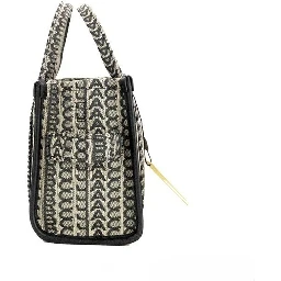 Marc Jacobs The Monogram Beige Mini Tote Woven Jacquard Canvas Crossbody Handbag