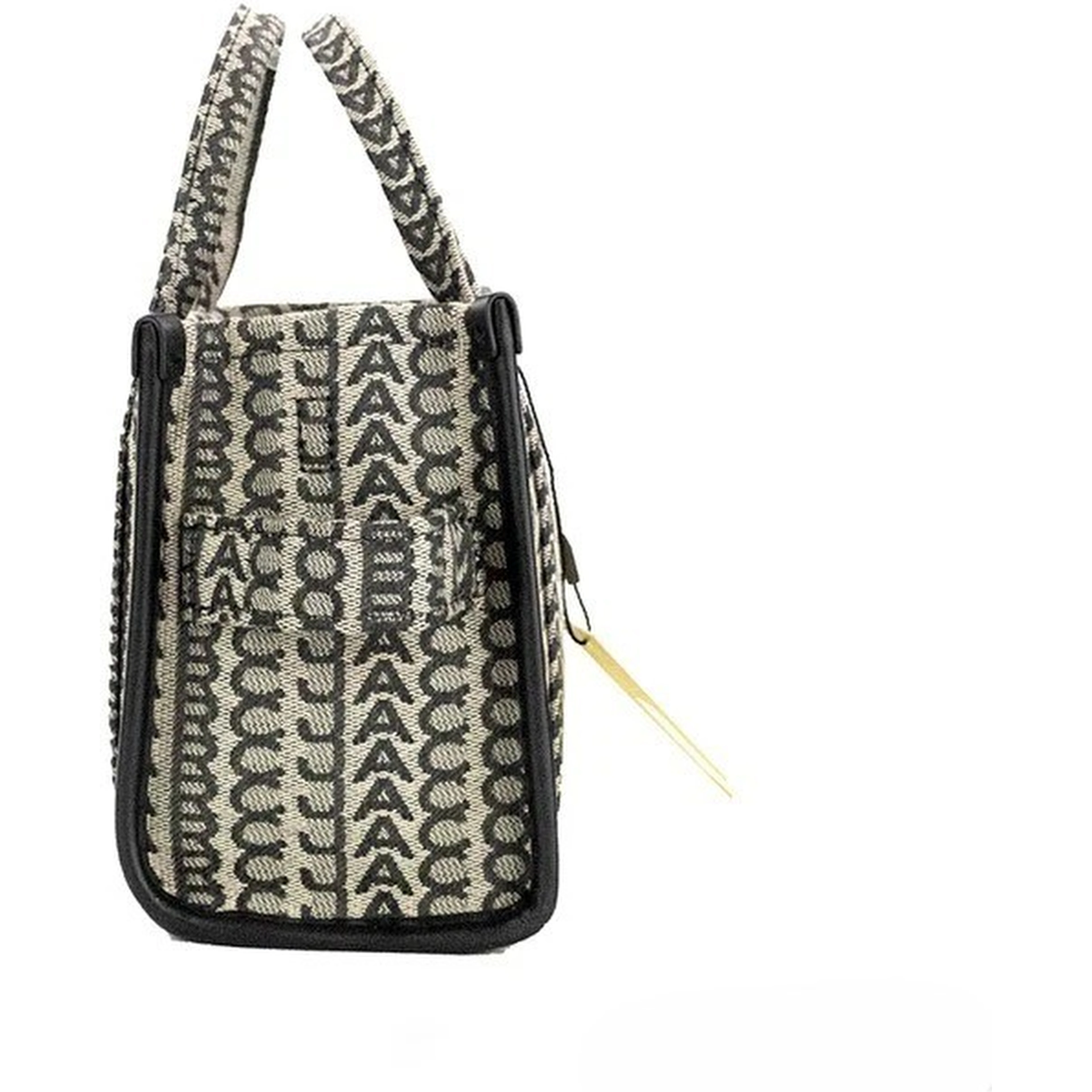 Marc Jacobs The Monogram Beige Mini Tote Woven Jacquard Canvas Crossbody Handbag