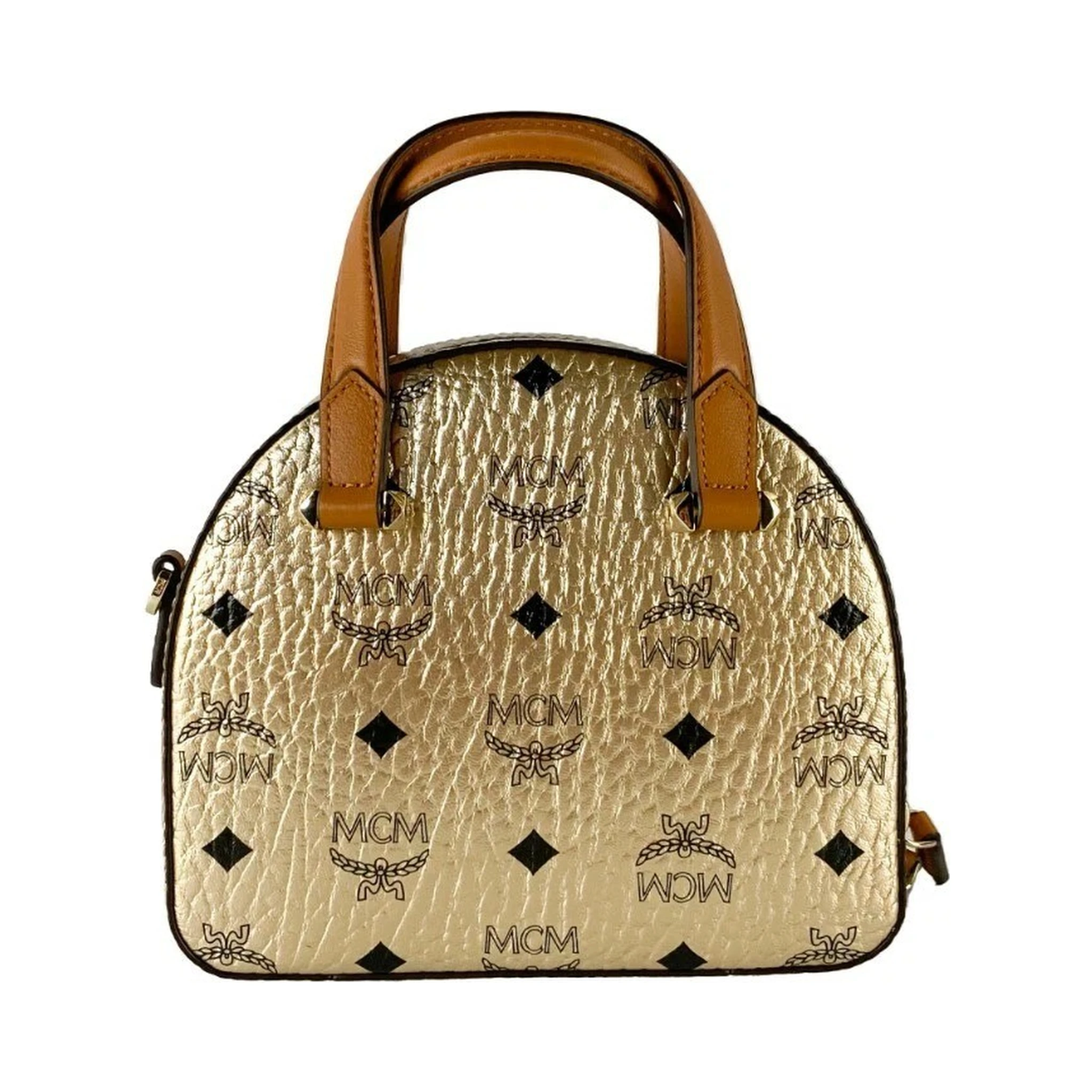 MCM Half Moon Mini Round Top Tote Crossbody Bag