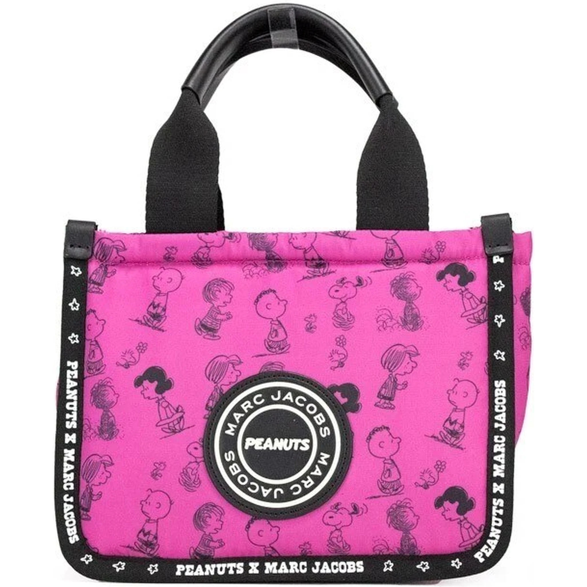 Marc Jacobs X Peanuts Mini Fuchsia Fedora Puffy Nylon Tote Convertible Handbag