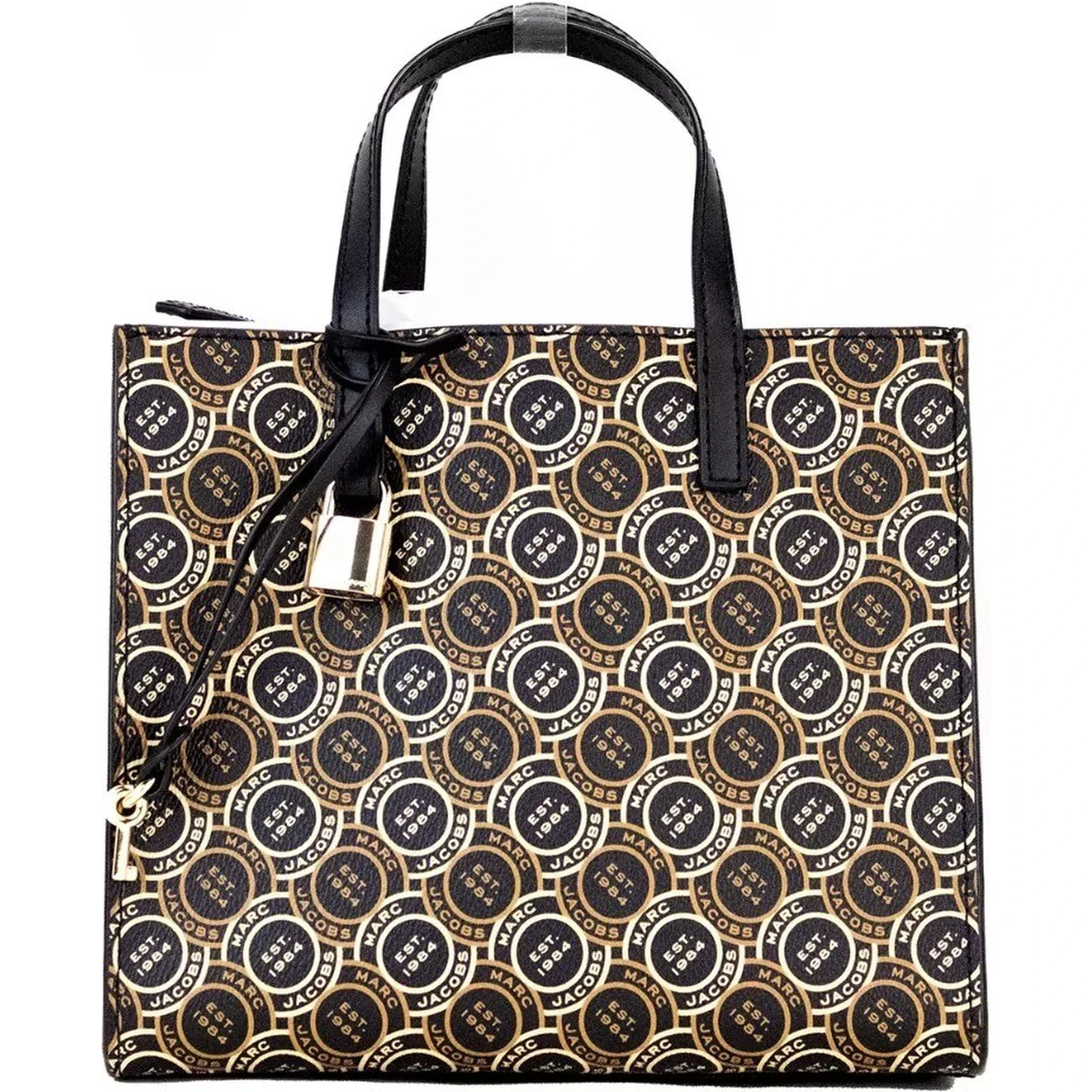 Marc Jacobs Mini Grind Signet Printed Leather Crossbody Tote Handbag Purse