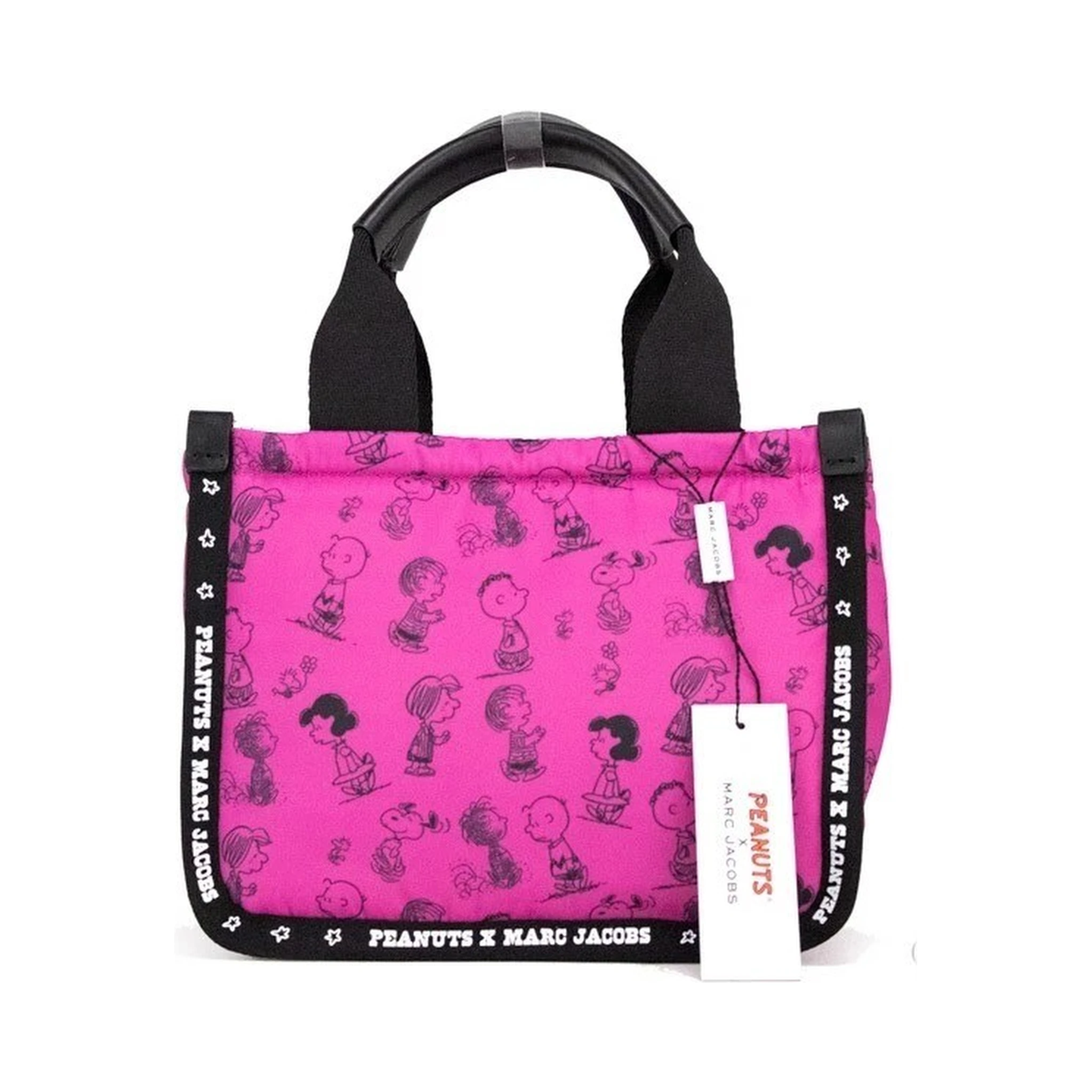 Marc Jacobs X Peanuts Mini Fuchsia Fedora Puffy Nylon Tote Convertible Handbag
