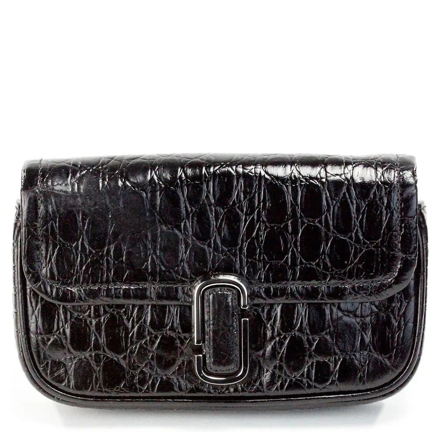 Marc Jacobs The Mini Shoulder Bag Black Embossed Leather Crossbody Bag