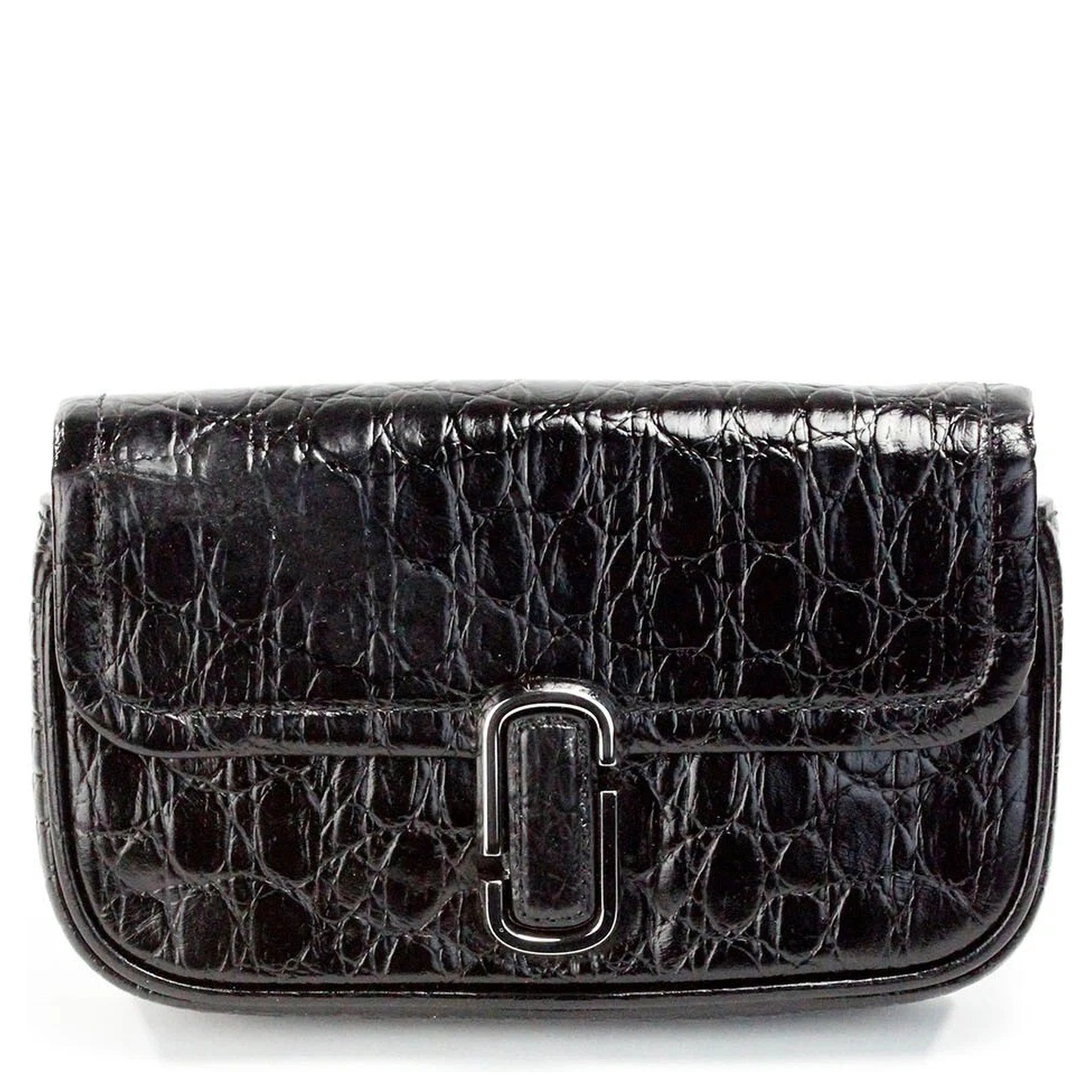 Marc Jacobs The Mini Shoulder Bag Black Embossed Leather Crossbody Bag