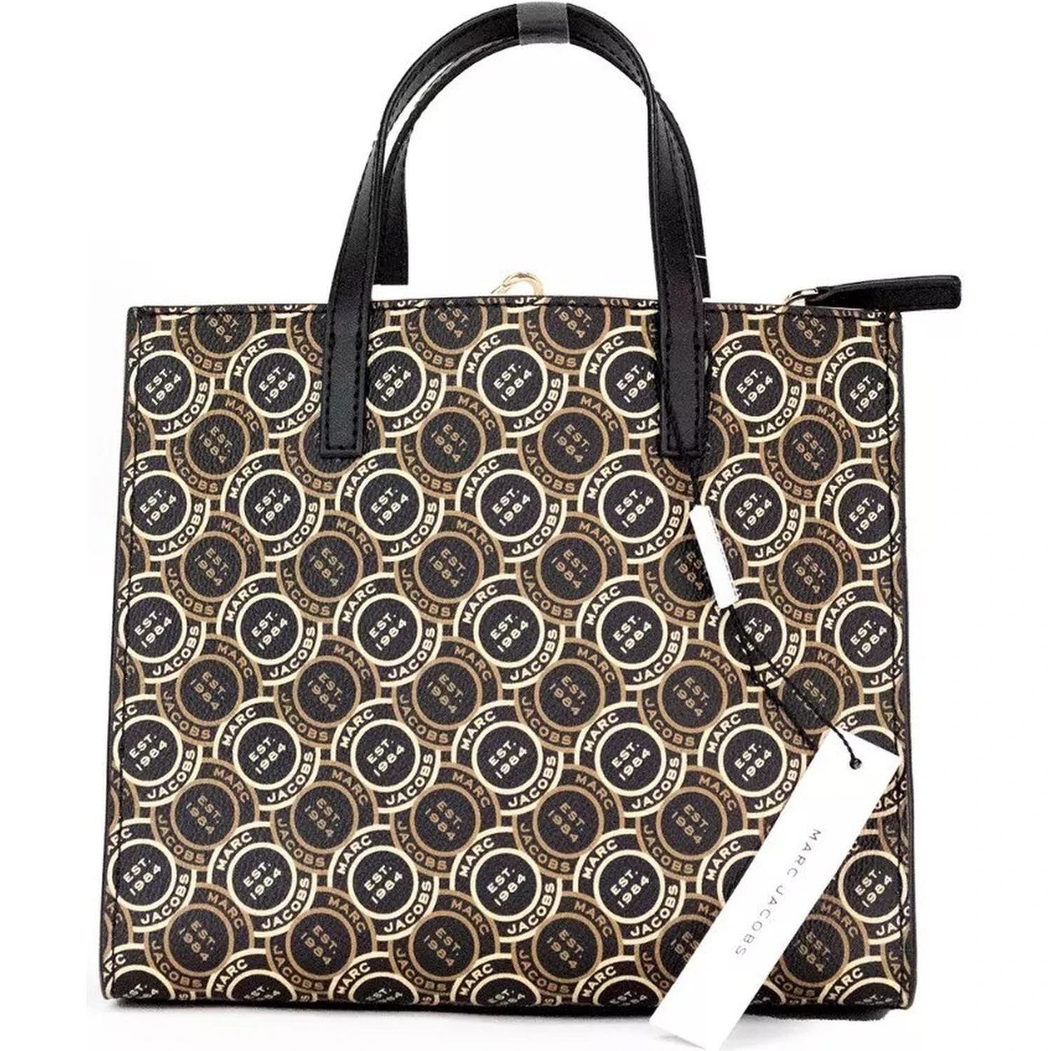 Marc Jacobs Mini Grind Signet Printed Leather Crossbody Tote Handbag Purse