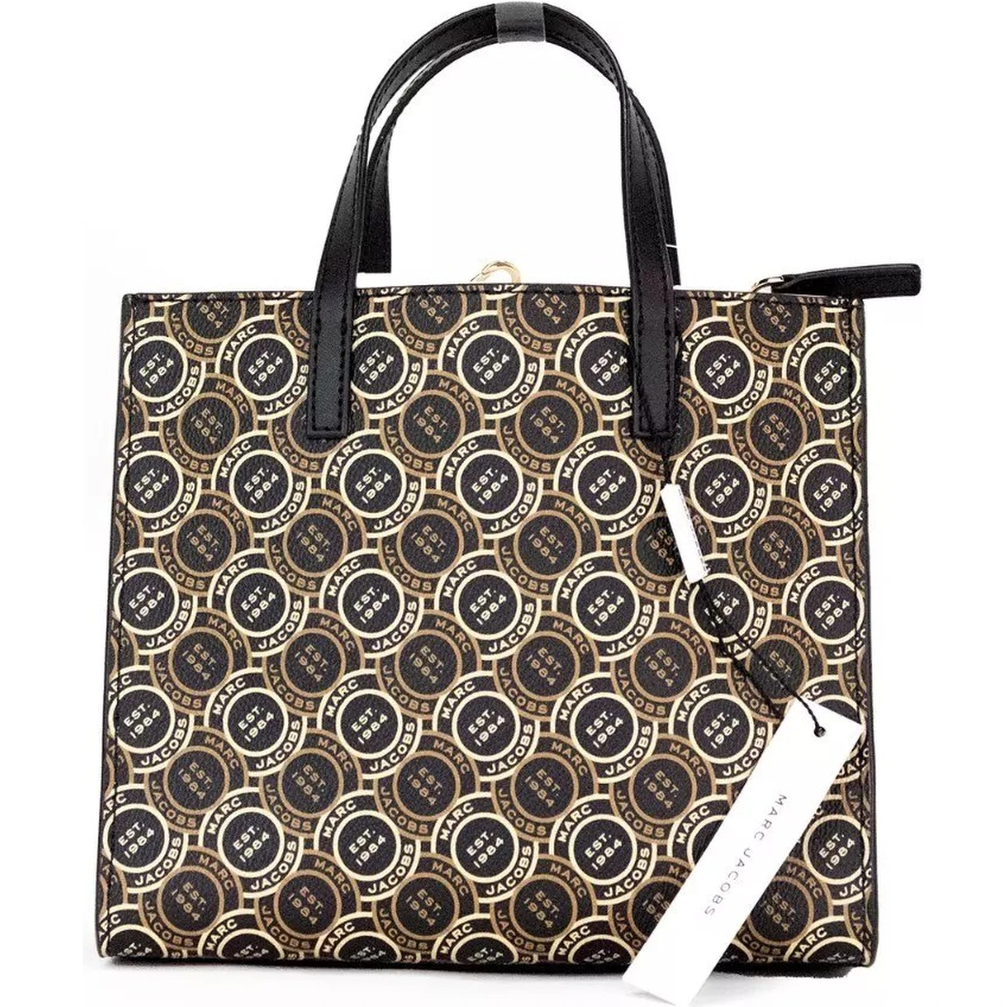 Marc Jacobs Mini Grind Signet Printed Leather Crossbody Tote Handbag Purse