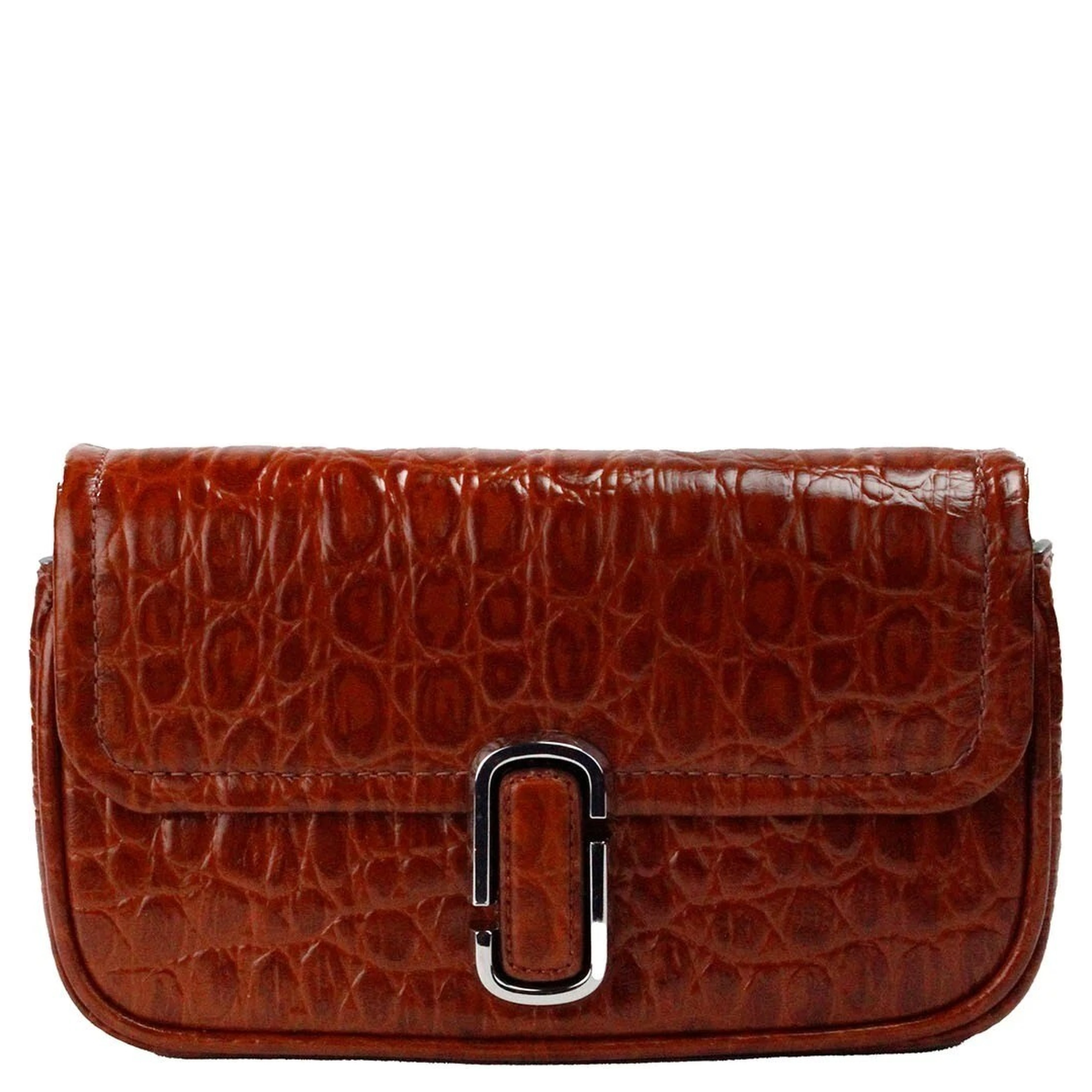 Marc Jacobs The Mini Shoulder Bag Spice Brown Embossed Leather Crossbody Bag