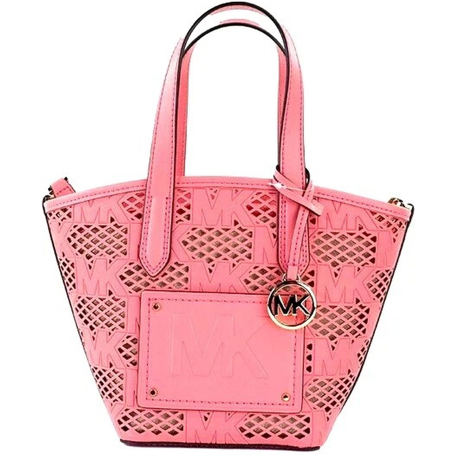 Michael Kors Kimber Small Tea Rose Leather 2-In-1 Zip Tote Messenger Bag Purse