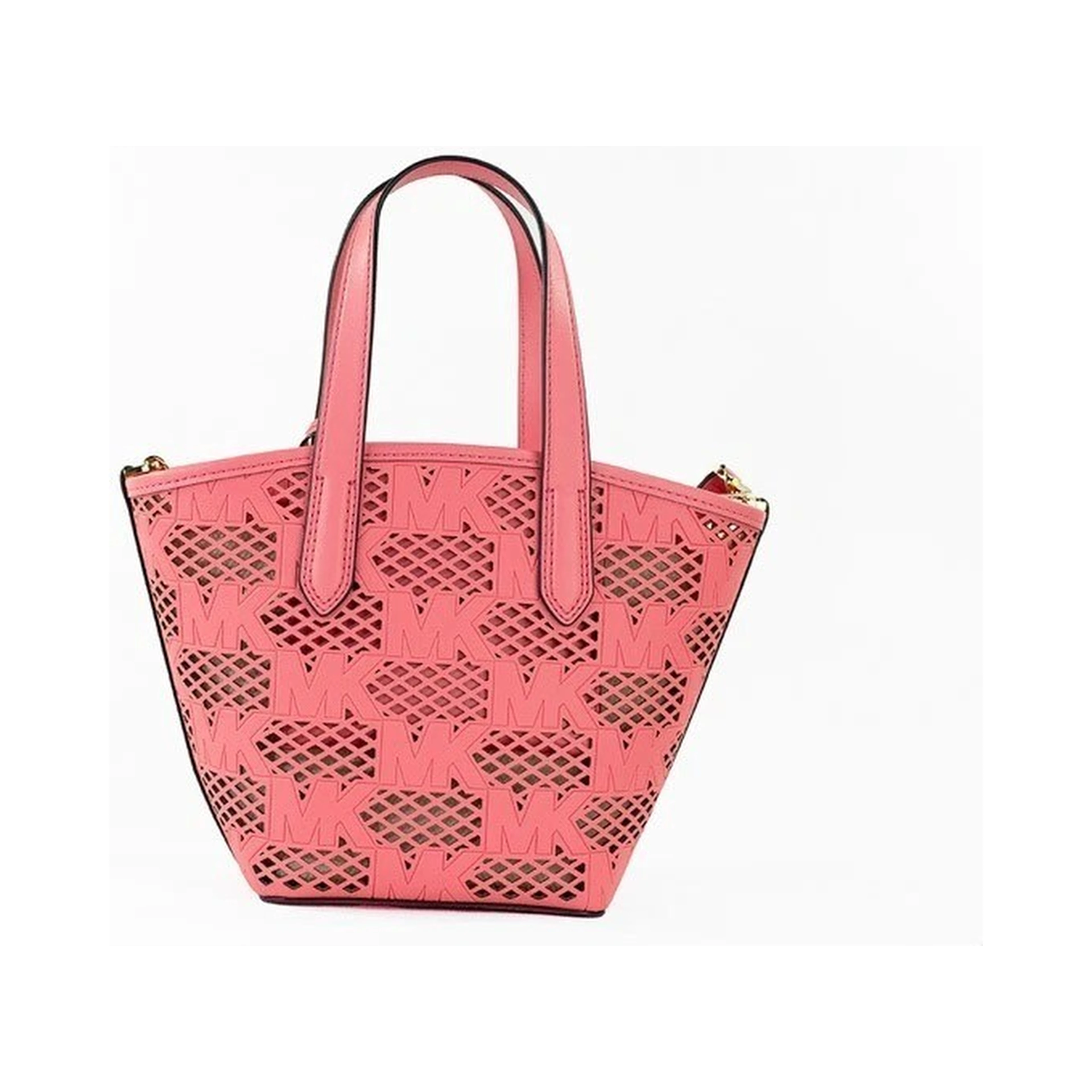 Michael Kors Kimber Small Tea Rose Leather 2-In-1 Zip Tote Messenger Bag Purse