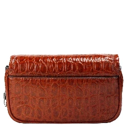 Marc Jacobs The Mini Shoulder Bag Spice Brown Embossed Leather Crossbody Bag