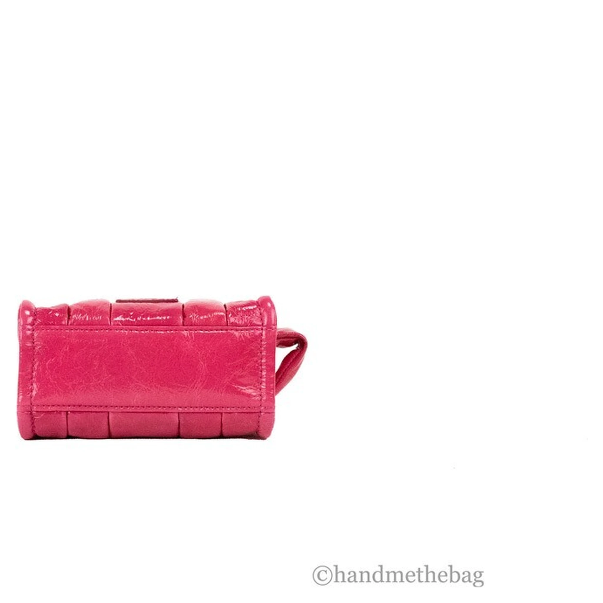 Marc Jacobs The Shiny Crinkle Micro Tote Magenta Leather Crossbody Bag Handbag