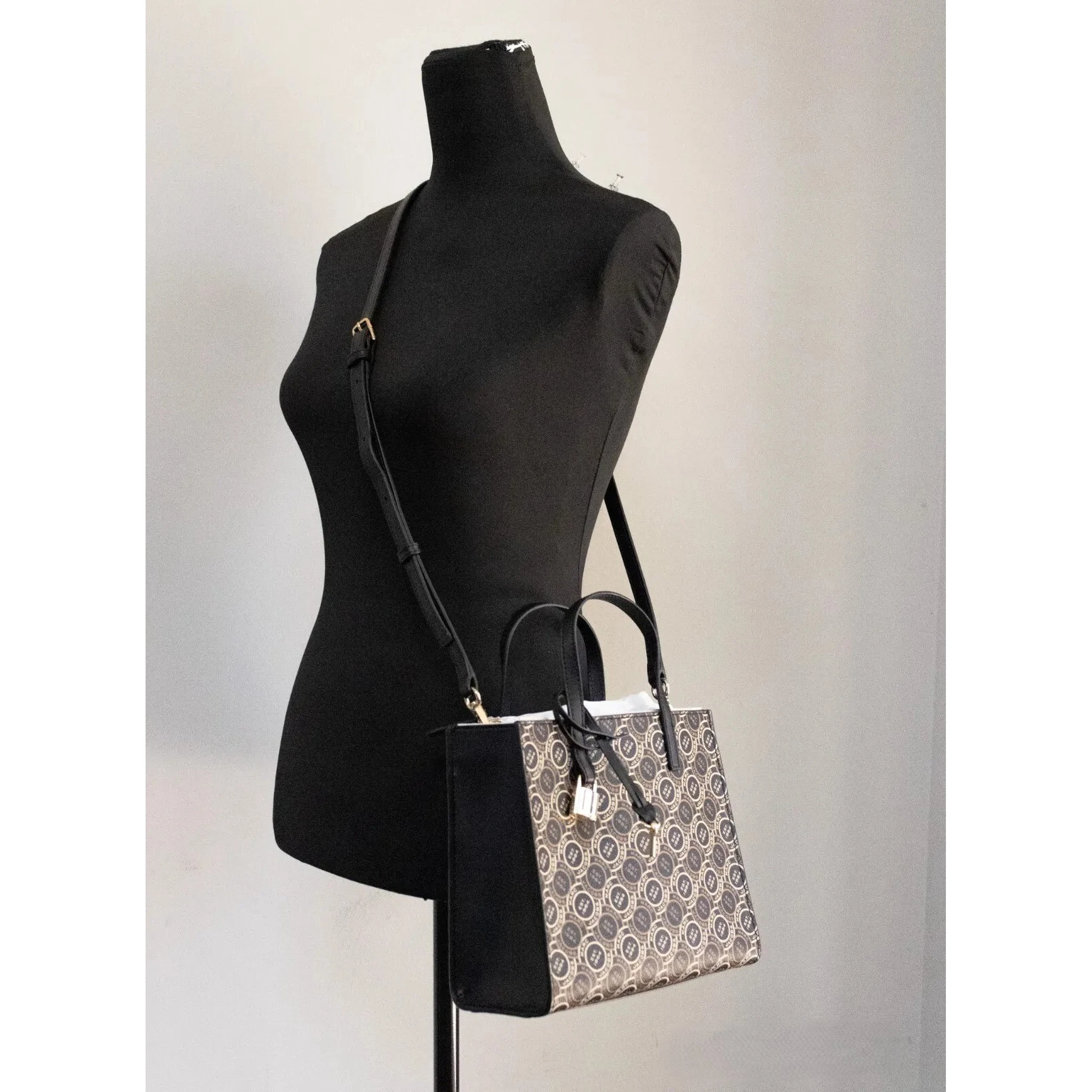 Marc Jacobs Mini Grind Signet Printed Leather Crossbody Tote Handbag Purse