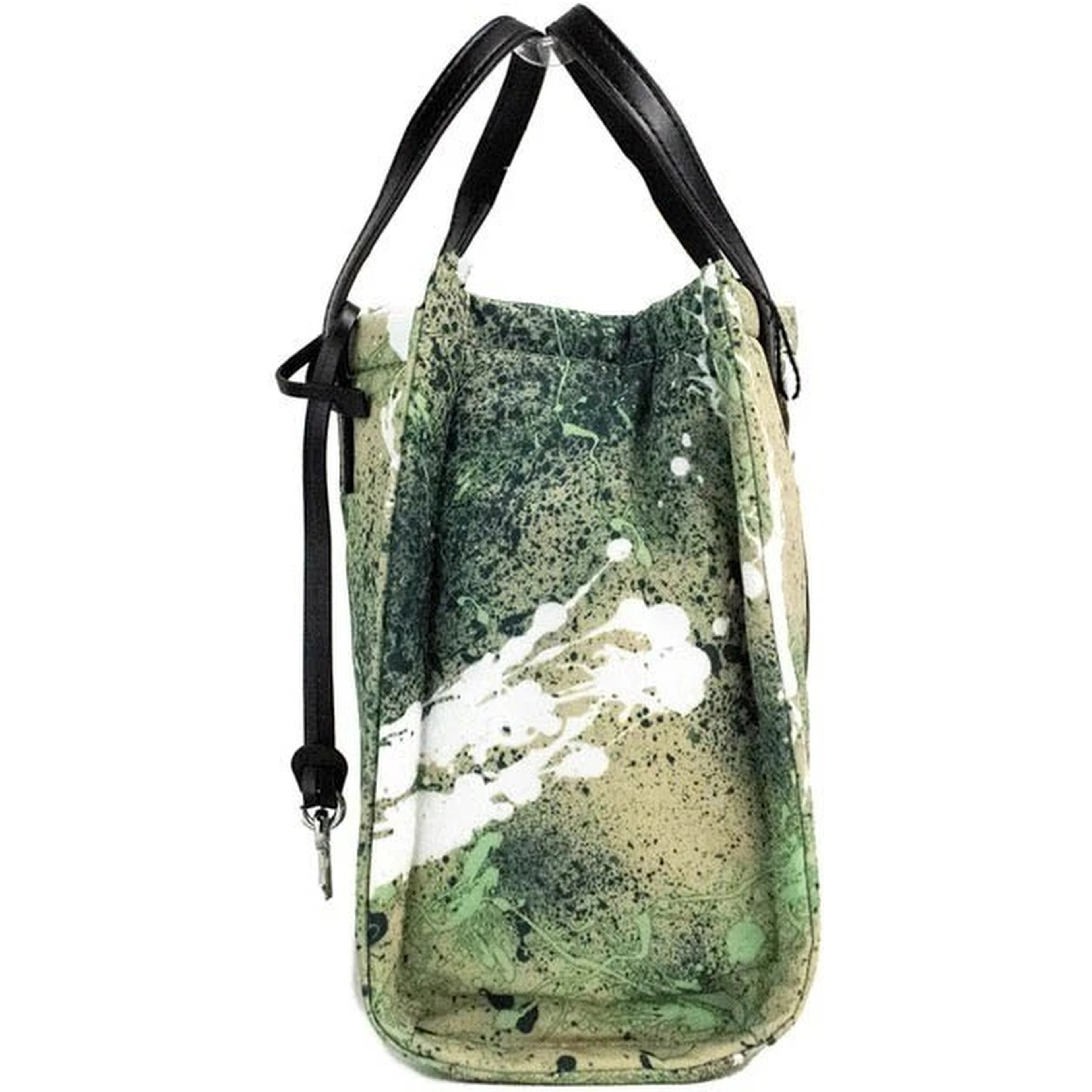 Marc Jacobs Mini Green Multi Splatter Paint Print Nylon Crossbody Tote Handbag
