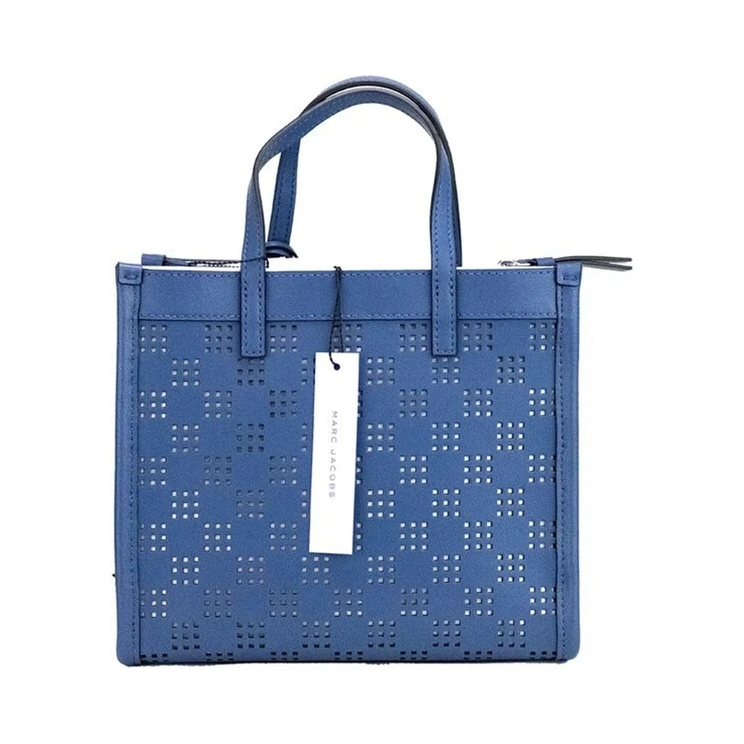 Marc Jacobs Mini Grind Blue Sea Perforated Leather Crossbody Tote Bag Purse