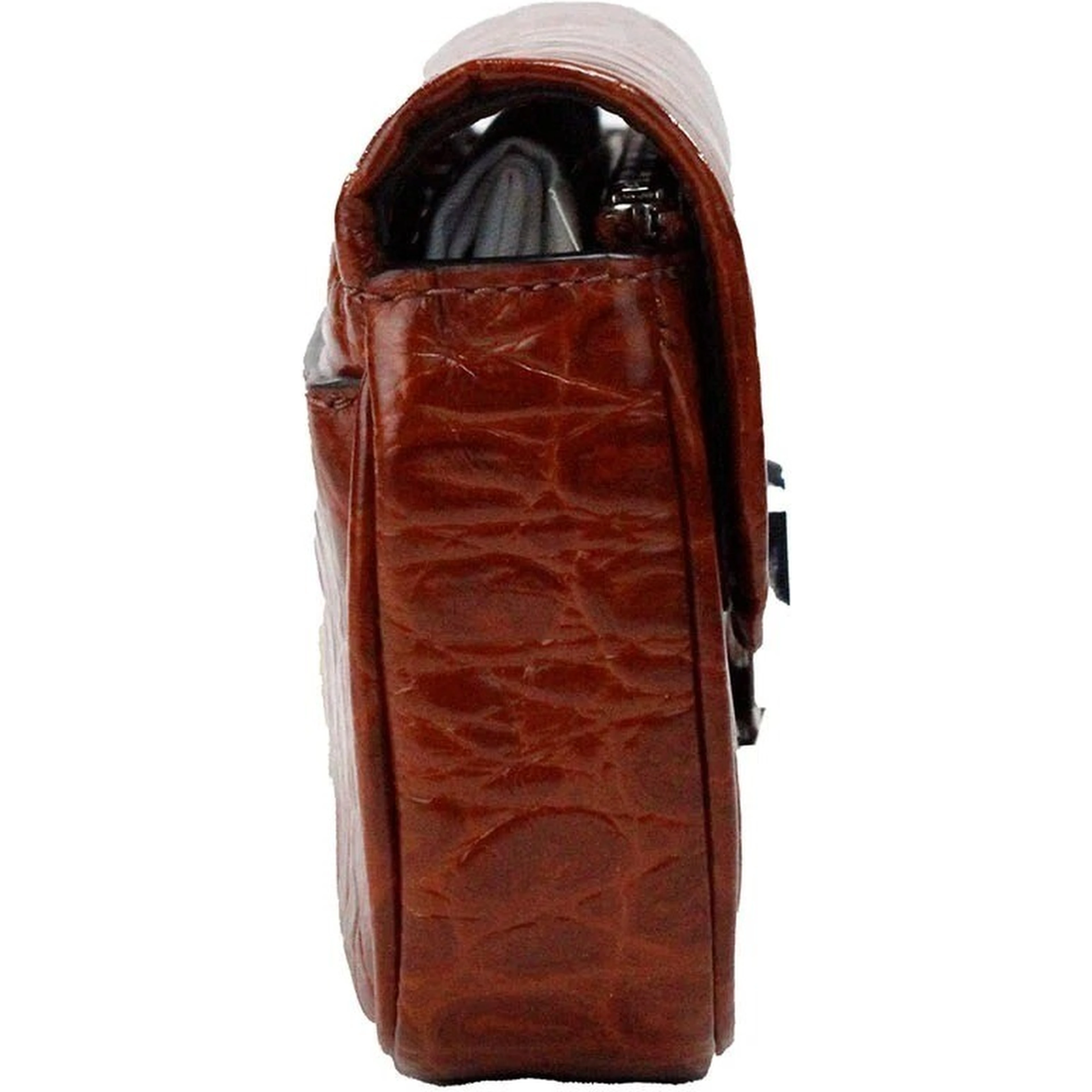 Marc Jacobs The Mini Shoulder Bag Spice Brown Embossed Leather Crossbody Bag