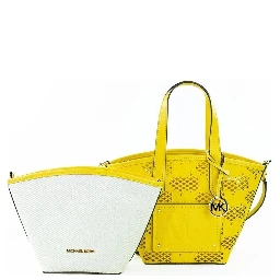 Michael Kors Kimber Small Daffodil Leather 2-In-1 Zip Tote Messenger Bag Purse