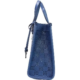 Marc Jacobs Mini Grind Blue Sea Perforated Leather Crossbody Tote Bag Purse