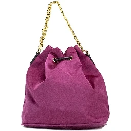 Versace Small Dahlia Nylon Medusa Pendant Bucket Chain Crossbody Bag Purse