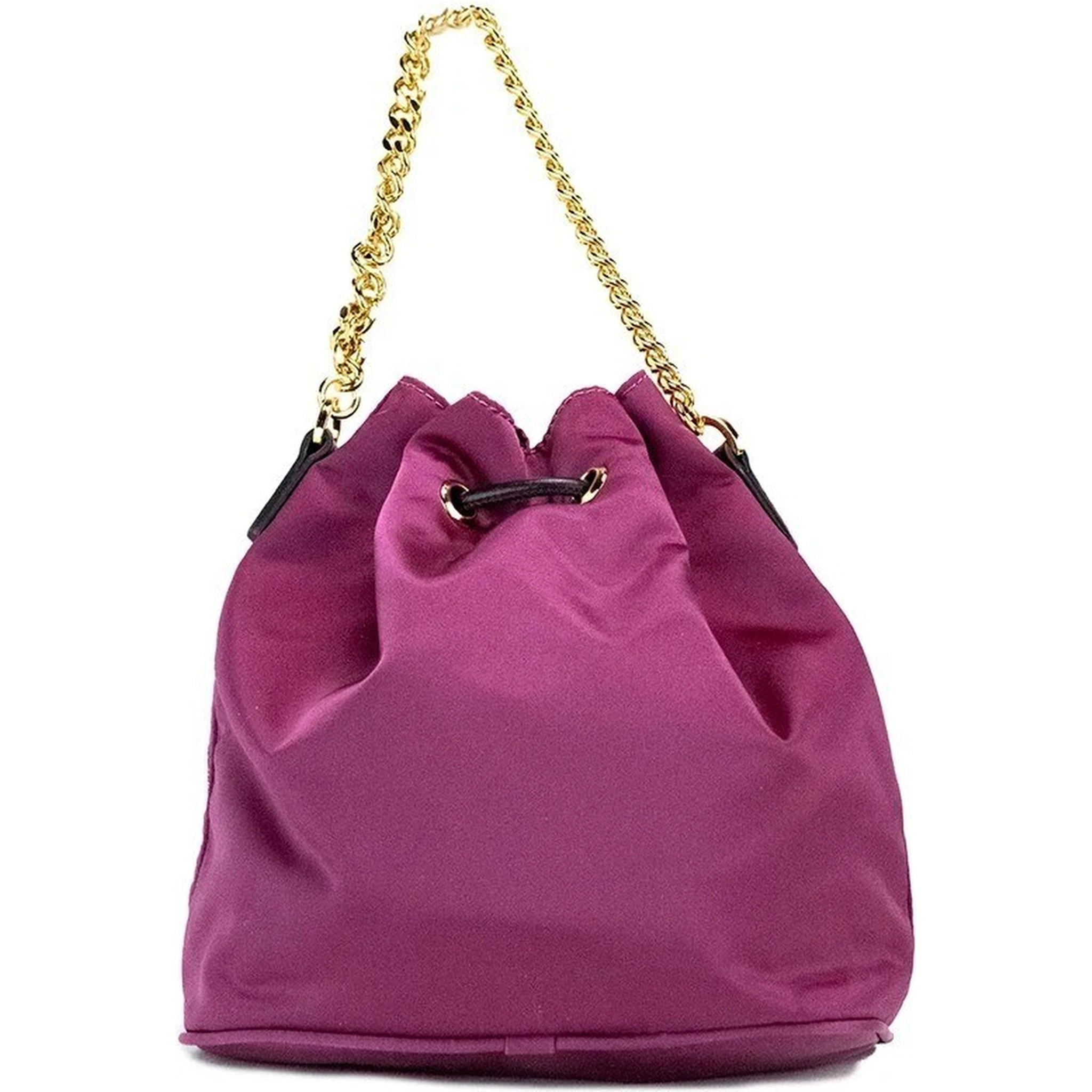 Versace Small Dahlia Nylon Medusa Pendant Bucket Chain Crossbody Bag Purse