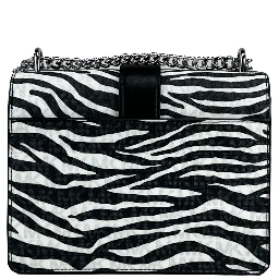 Michael Kors Greenwich Small Print Logo Crossbody Tote Chain Bag Black/White $498