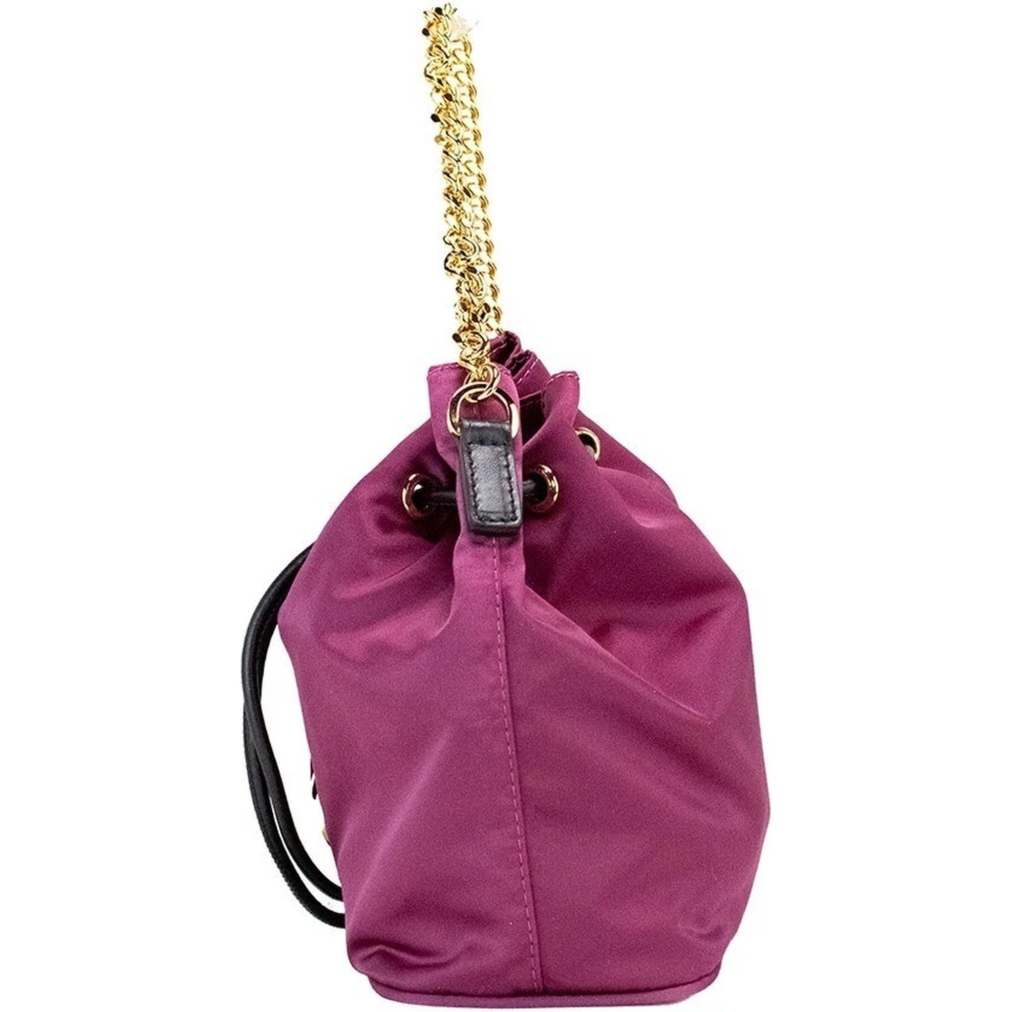 Versace Small Dahlia Nylon Medusa Pendant Bucket Chain Crossbody Bag Purse
