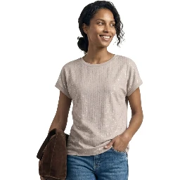 Beige Polyester T-Shirt